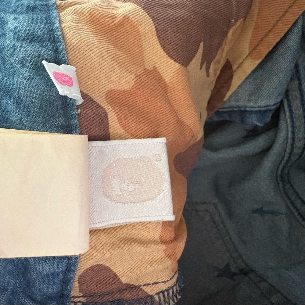 BAPE Women sz S BAPESTA Print Low Rise Denim Shorts A Bathing Ape Japan - Picture 8 of 11